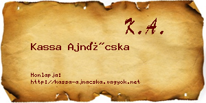 Kassa Ajnácska névjegykártya